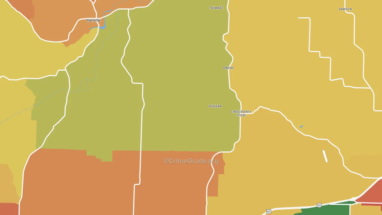 Wright County, MO Map of Burglary Rates