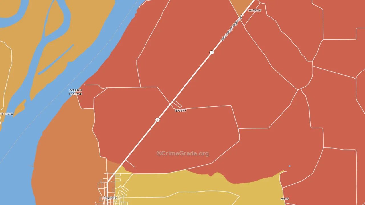 Wright, MS Map of Burglary Rates