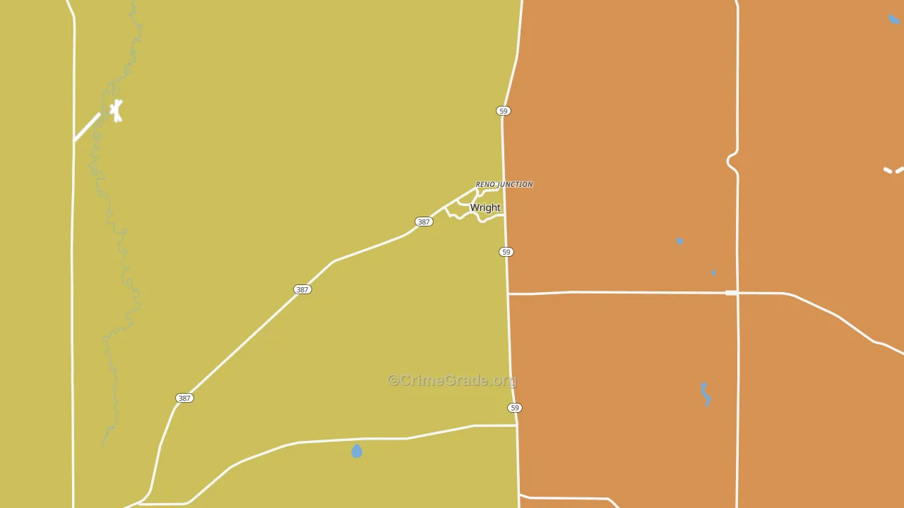 Wright, WY Map of Burglary Rates