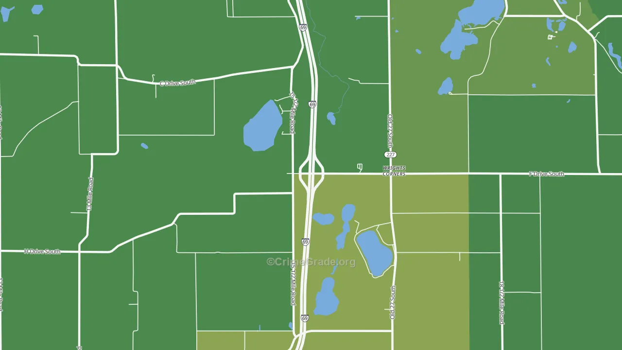 Wrights Corners, MI Map of Burglary Rates