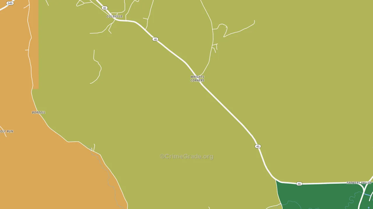 Wrights Corners, PA Map of Burglary Rates