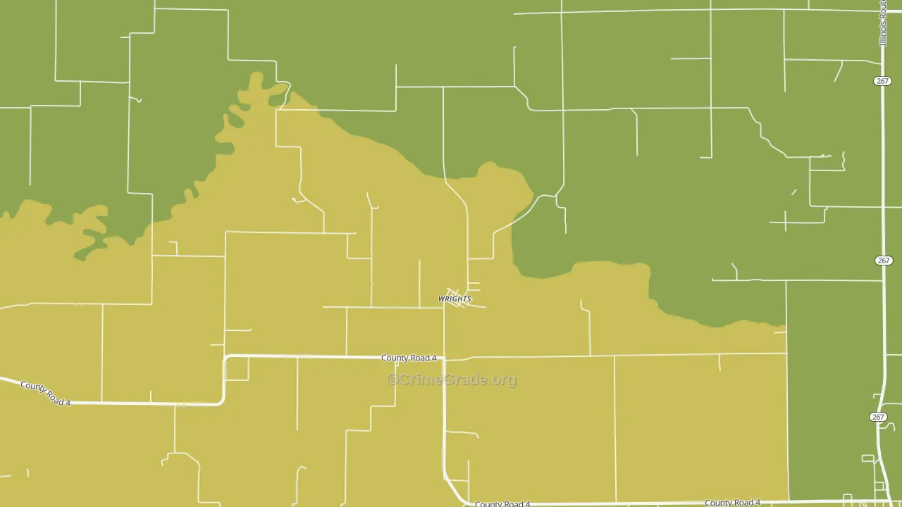 Wrights, IL Map of Burglary Rates