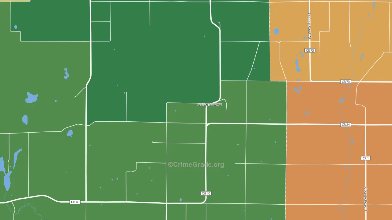 Wrightstown, MN Map of Burglary Rates