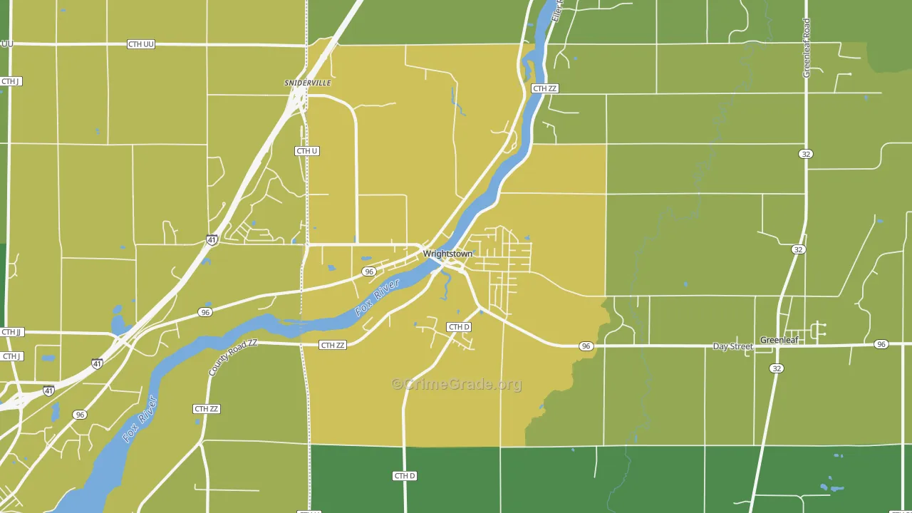Wrightstown, WI Map of Burglary Rates