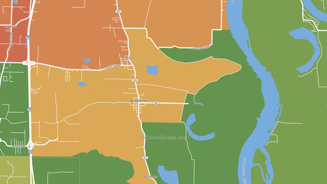 Wrightsville, AR Map of Burglary Rates