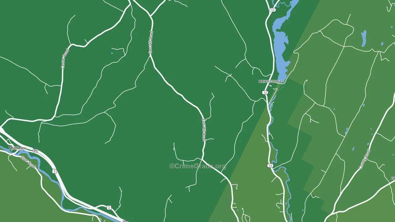 Wrightsville, VT Map of Burglary Rates
