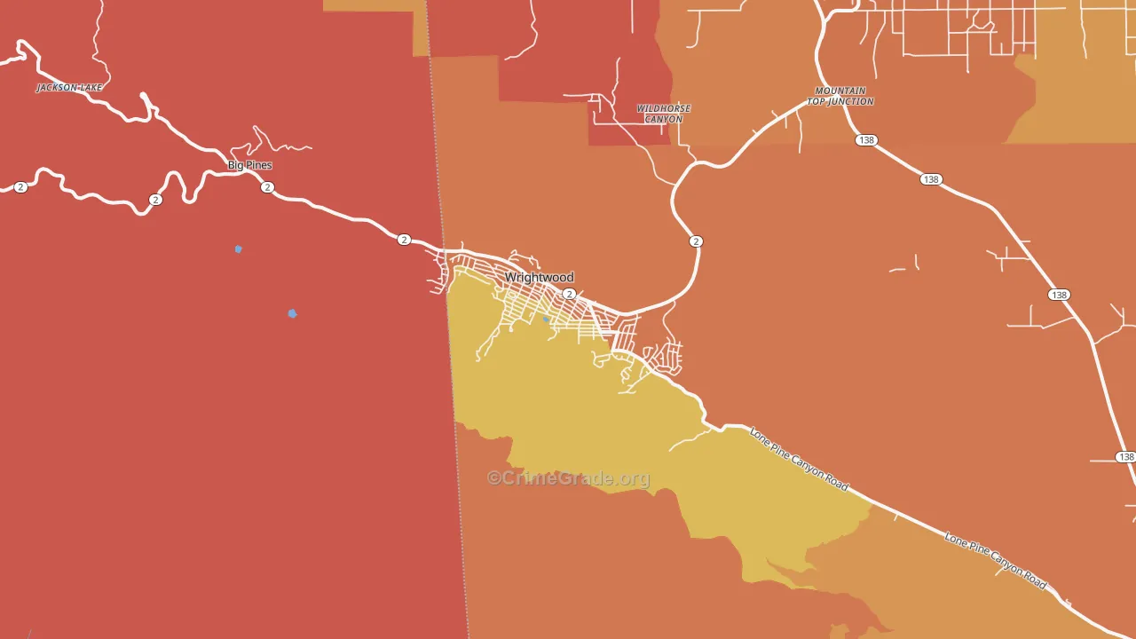 Wrightwood, CA Map of Burglary Rates