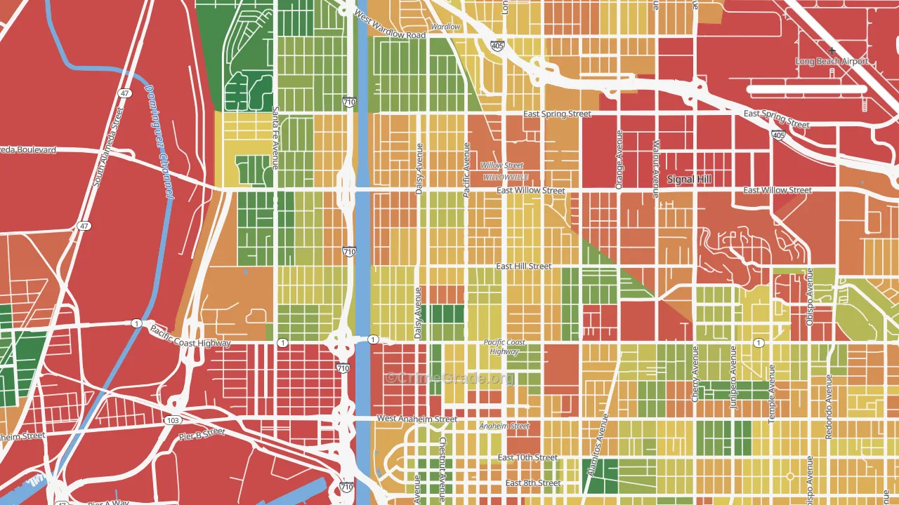 Wrigley, Long Beach, CA Map of Burglary Rates