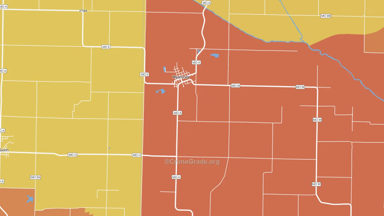 Wyaconda, MO Map of Burglary Rates