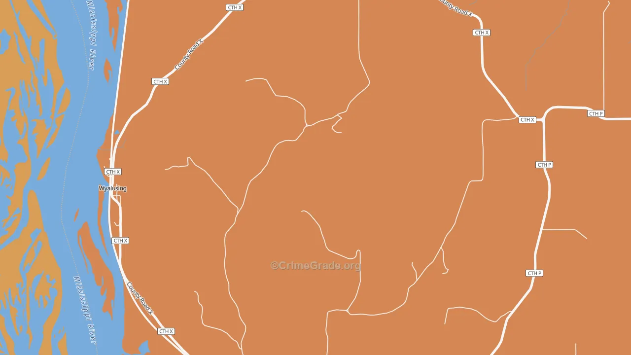Wyalusing, WI Map of Burglary Rates