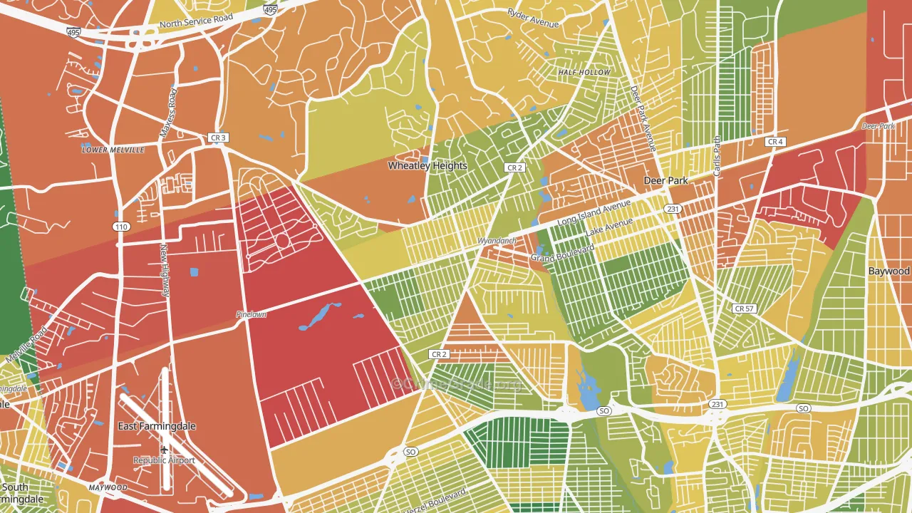 Wyandanch, NY Map of Burglary Rates