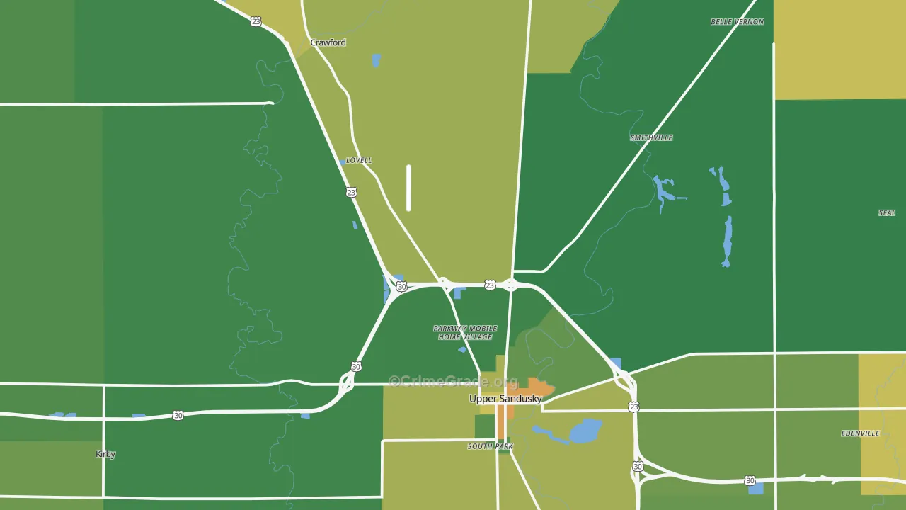Wyandot County, OH Map of Burglary Rates