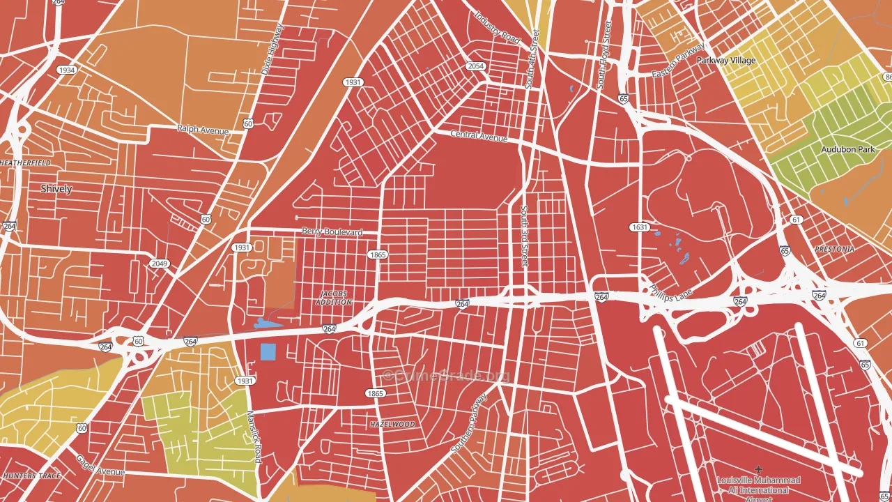 Wyandotte, Louisville, KY Map of Burglary Rates