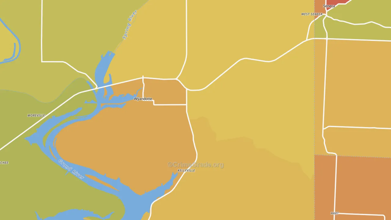 Wyandotte, OK Map of Burglary Rates