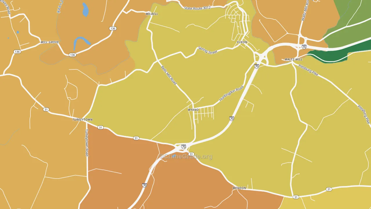 Wyano, PA Map of Burglary Rates