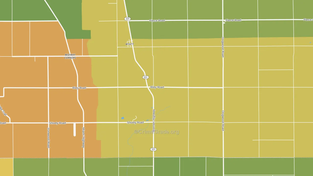 Wyatt, IN Map of Burglary Rates