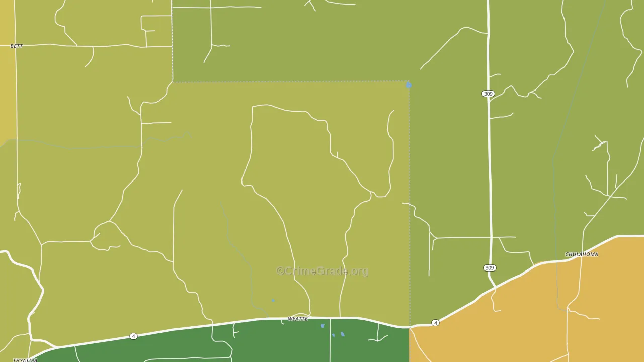 Wyatte, MS Map of Burglary Rates