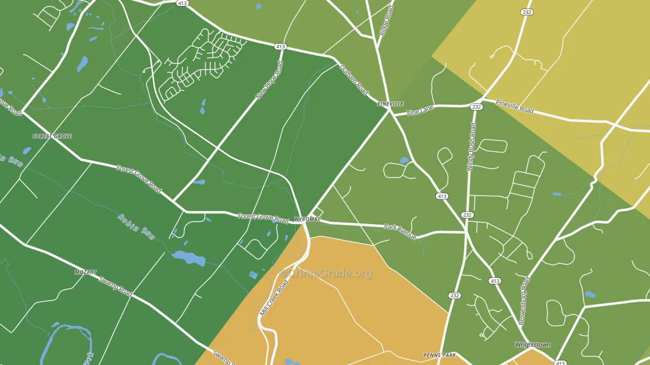 Wycombe, PA Map of Burglary Rates