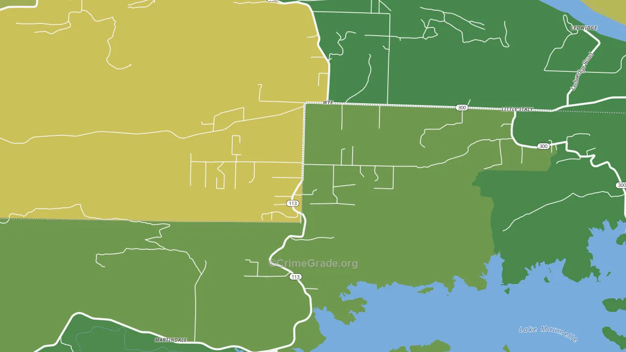Wye, AR Map of Burglary Rates