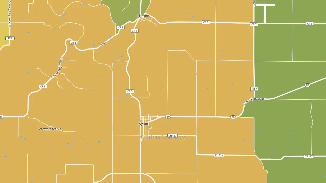 Wykoff, MN Map of Burglary Rates