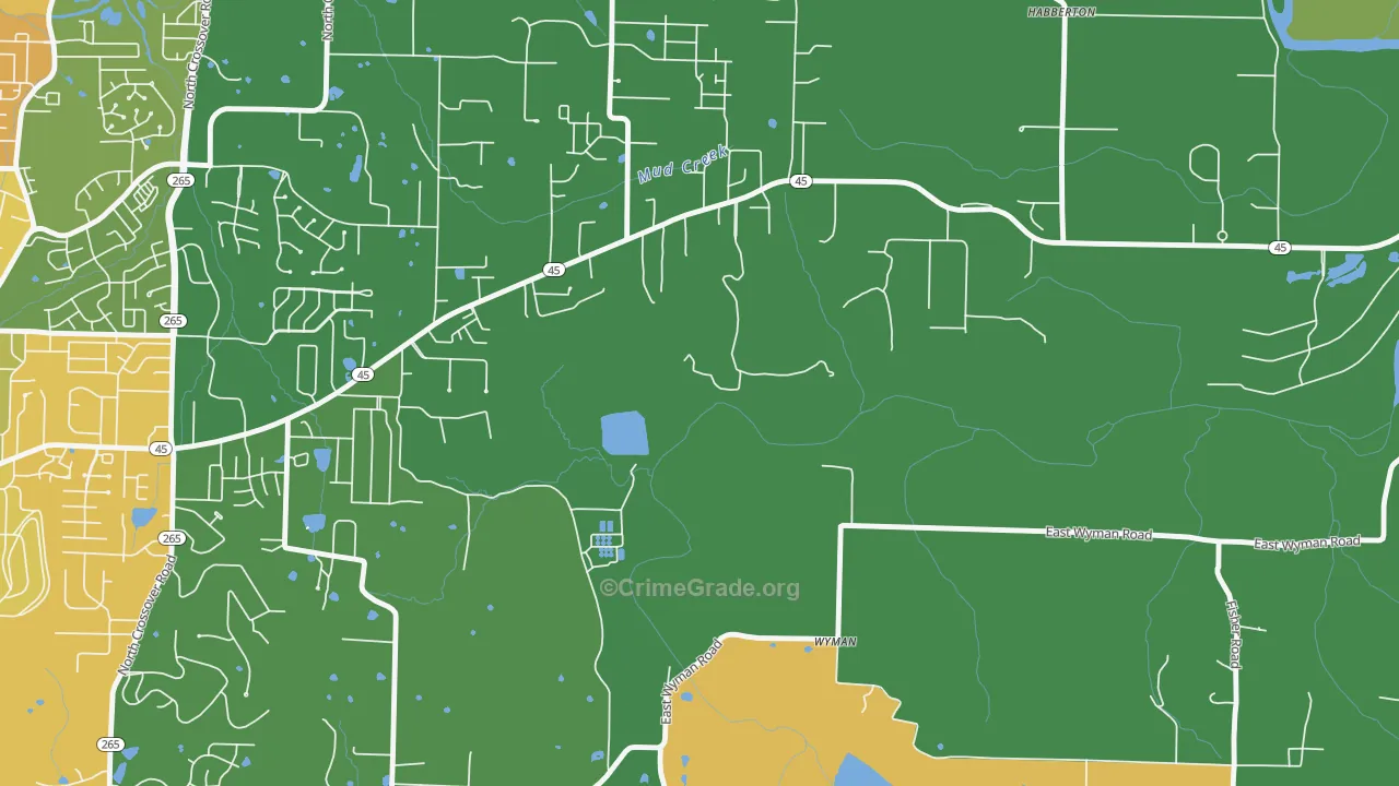 Wyman, AR Map of Burglary Rates
