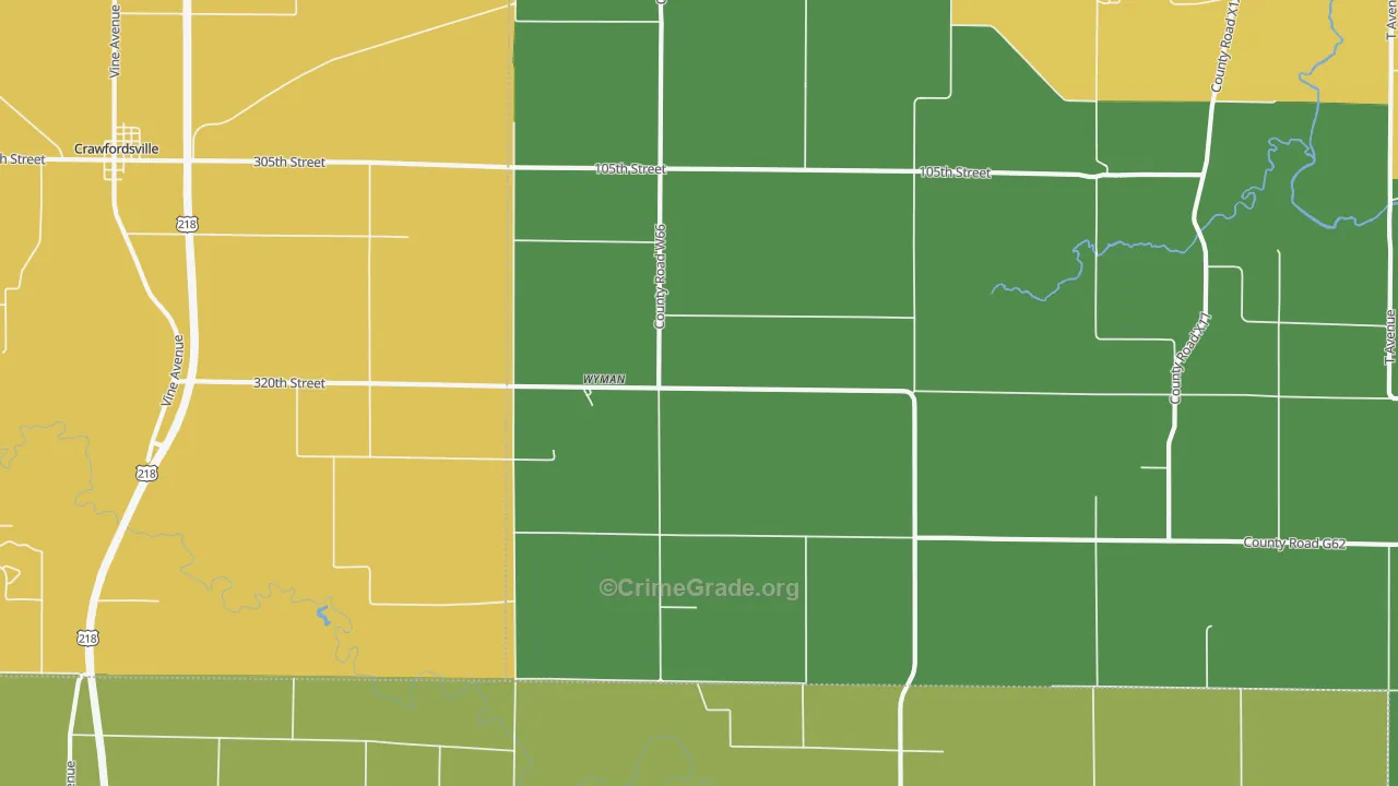 Wyman, IA Map of Burglary Rates