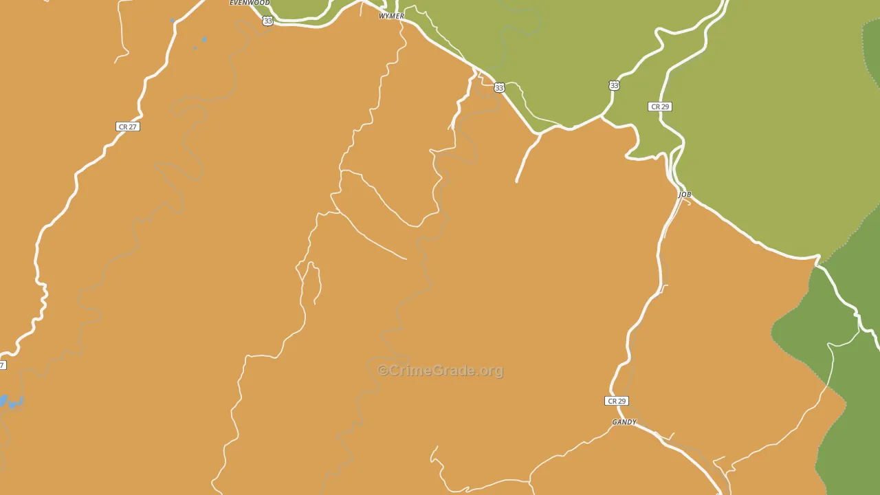Wymer, WV Map of Burglary Rates