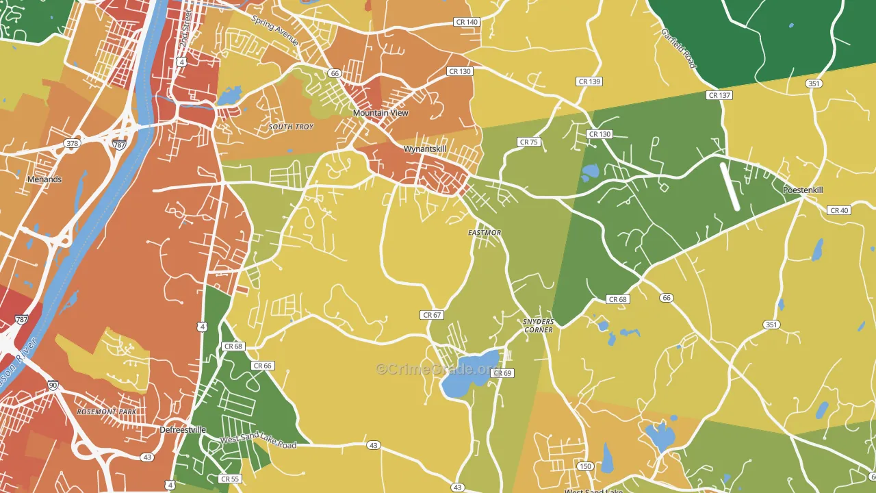 Wynantskill, NY Map of Burglary Rates