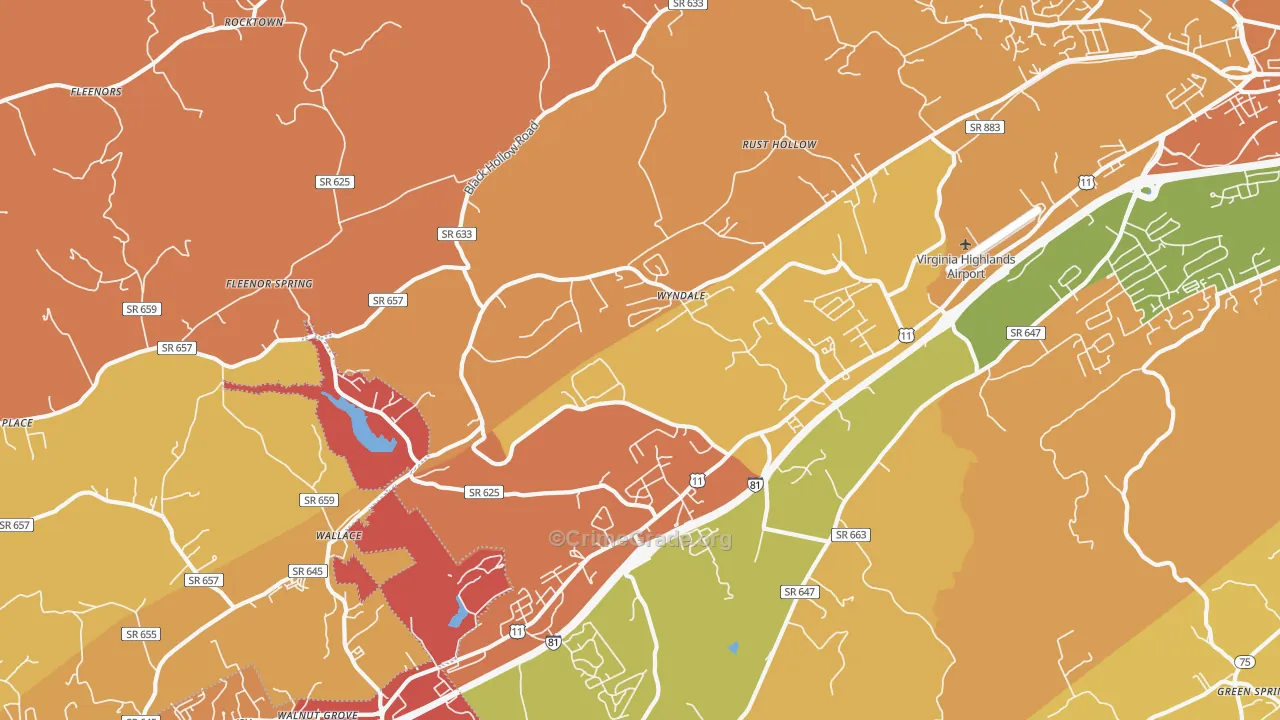 Wyndale, VA Map of Burglary Rates