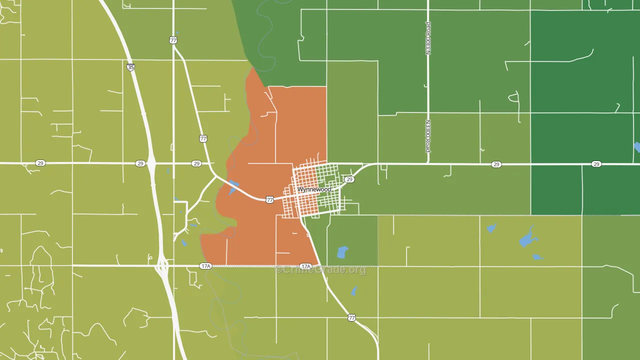 Wynnewood, OK Map of Burglary Rates