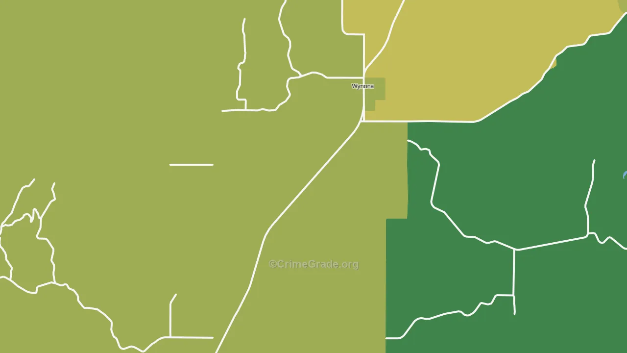 Wynona, OK Map of Burglary Rates