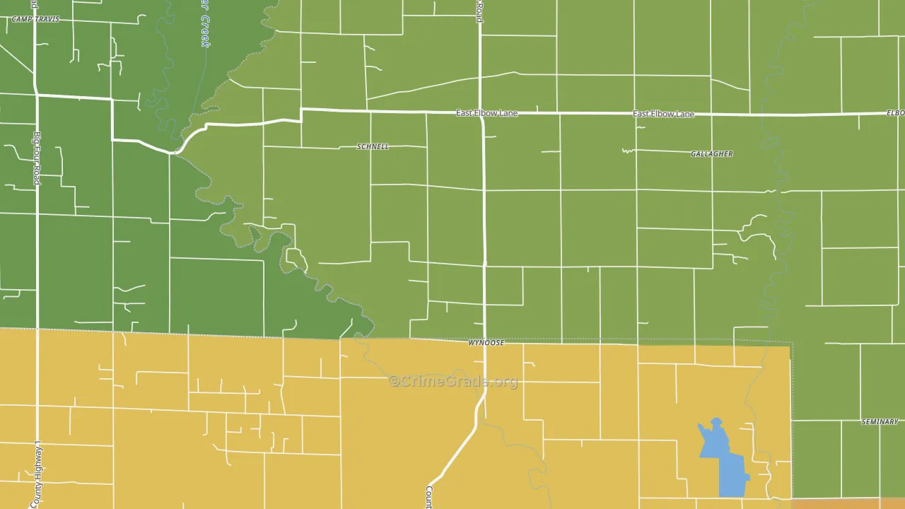 Wynoose, IL Map of Burglary Rates