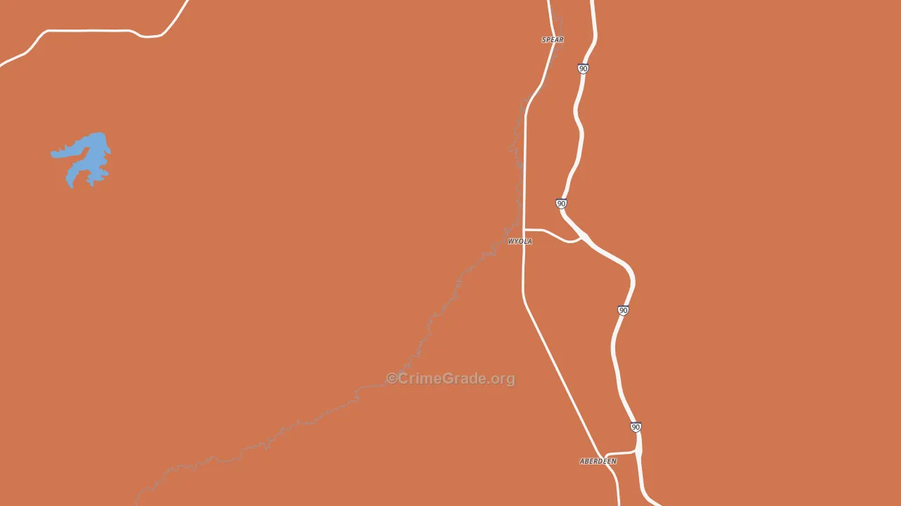 Wyola, MT Map of Burglary Rates