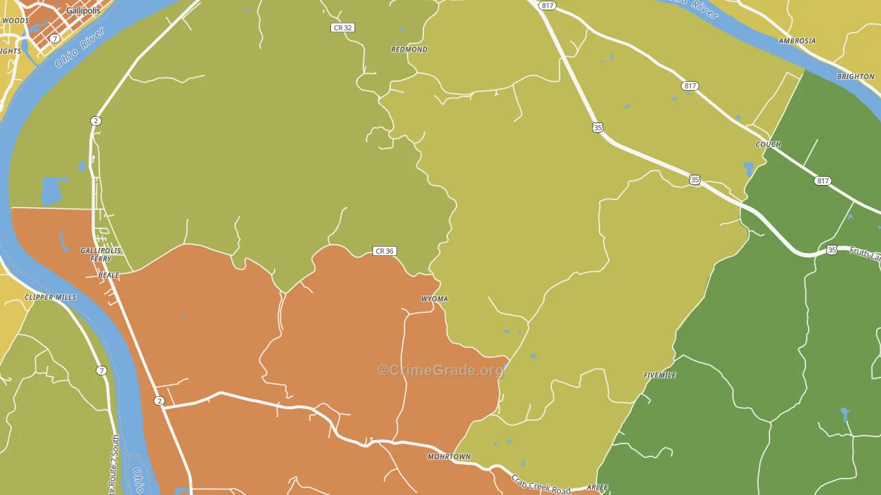 Wyoma, WV Map of Burglary Rates
