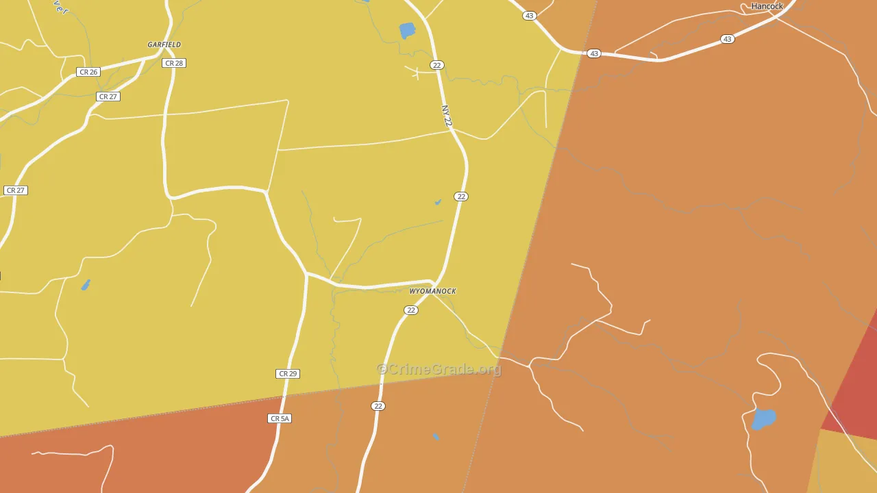 Wyomanock, NY Map of Burglary Rates