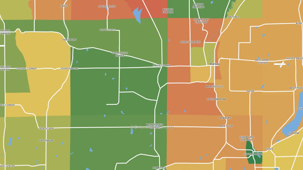 Wyoming County, NY Map of Burglary Rates