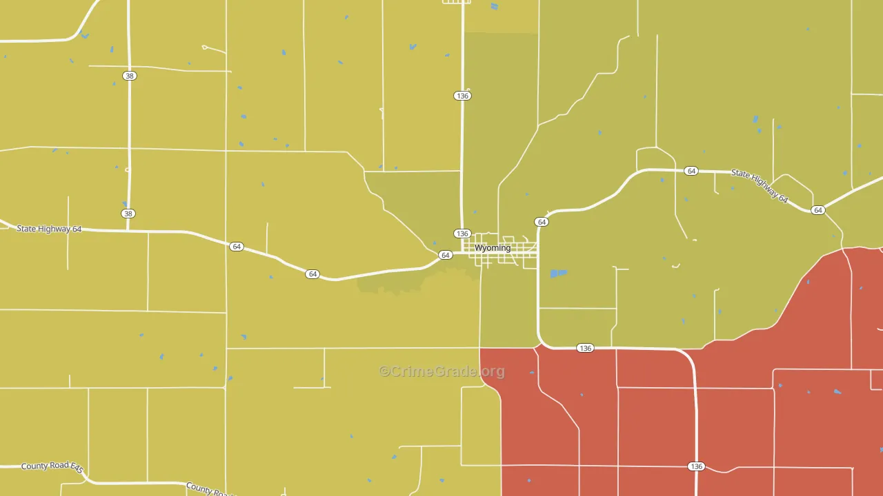 Wyoming, IA Map of Burglary Rates