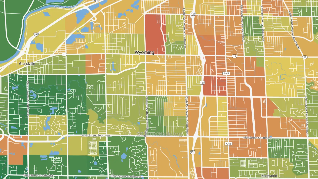 Wyoming, MI Map of Burglary Rates