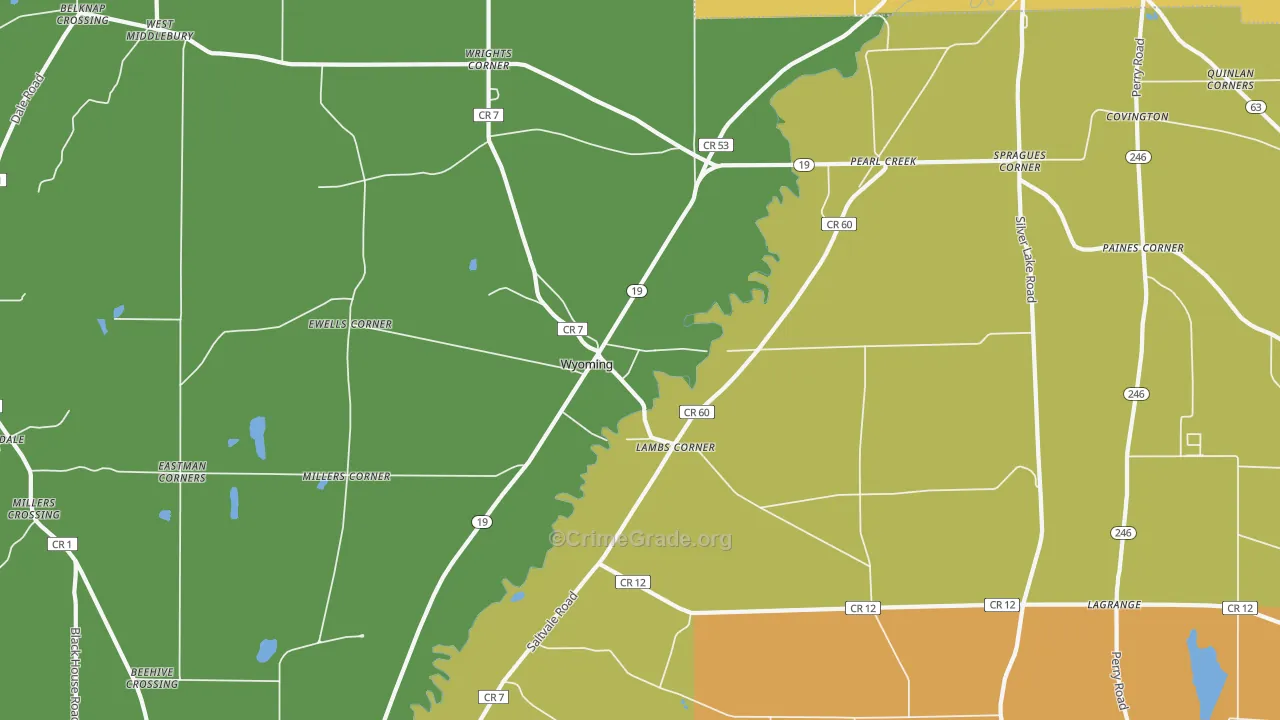 Wyoming, NY Map of Burglary Rates