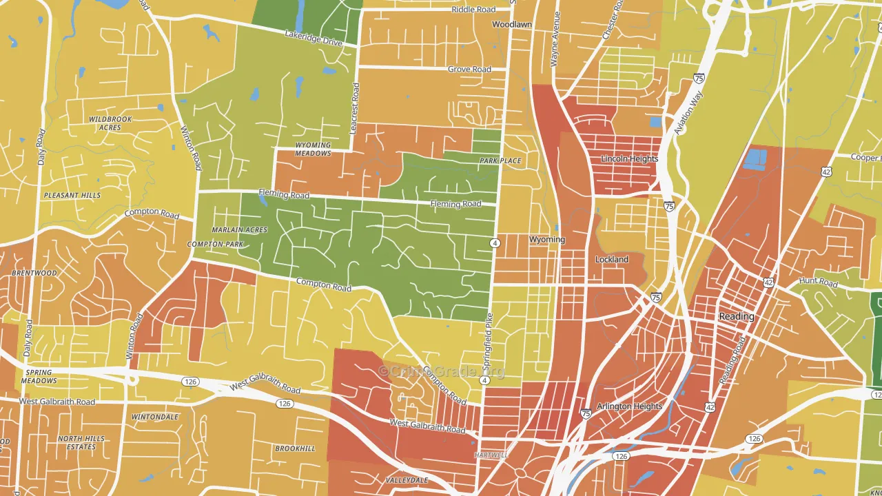 Wyoming, OH Map of Burglary Rates