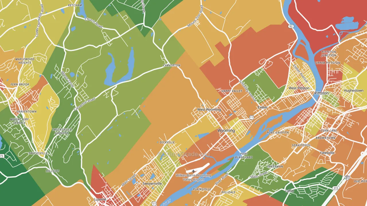 Wyoming, PA Map of Burglary Rates