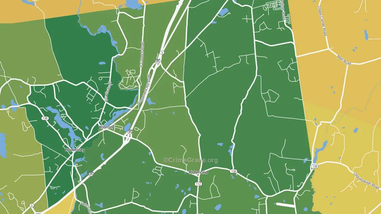 Wyoming, RI Map of Burglary Rates