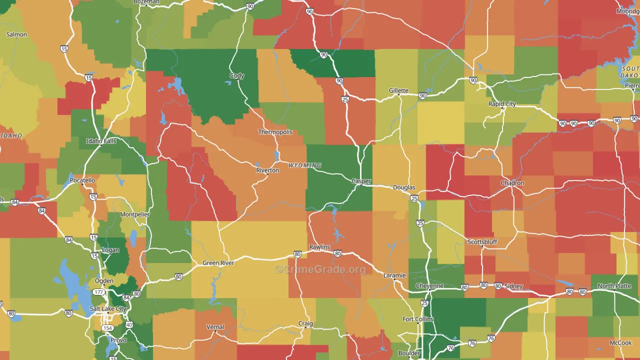 Wyoming Map of Burglary Rates