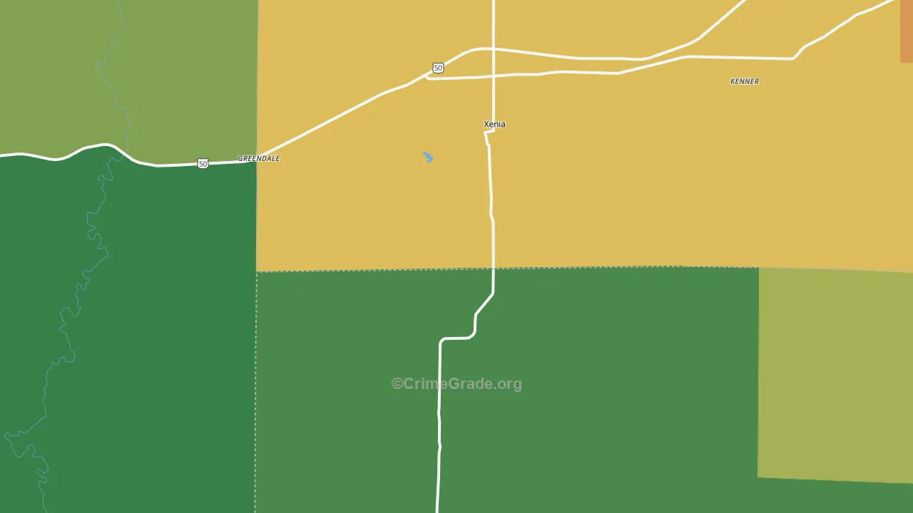 Xenia, IL Map of Burglary Rates
