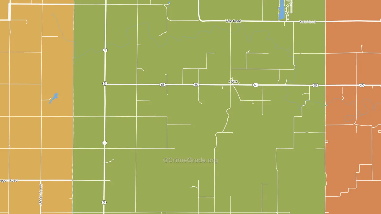Xenia, KS Map of Burglary Rates