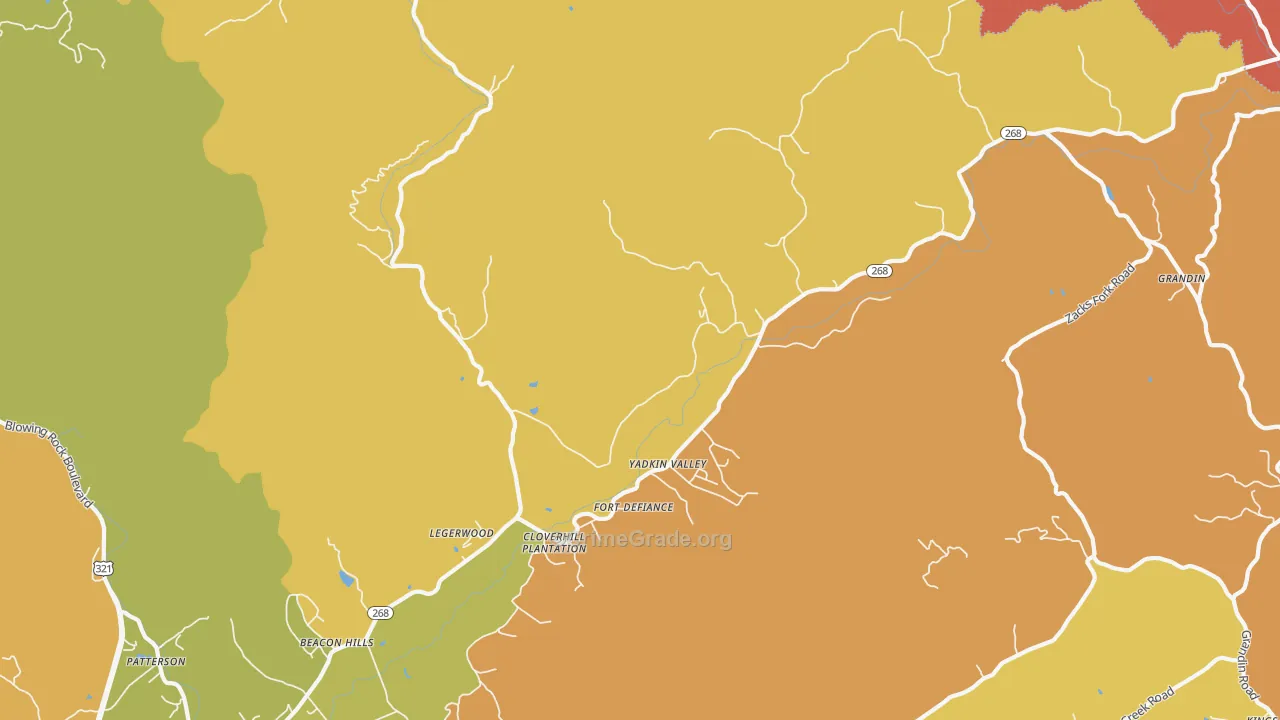 Yadkin Valley, NC Map of Burglary Rates