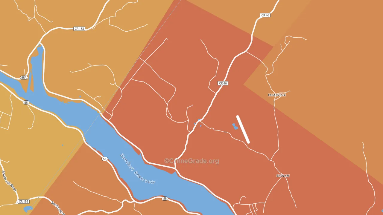Yagerville, NY Map of Burglary Rates