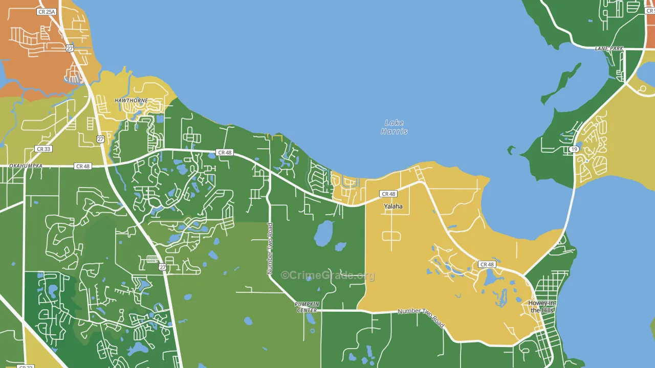 Yalaha, FL Map of Burglary Rates