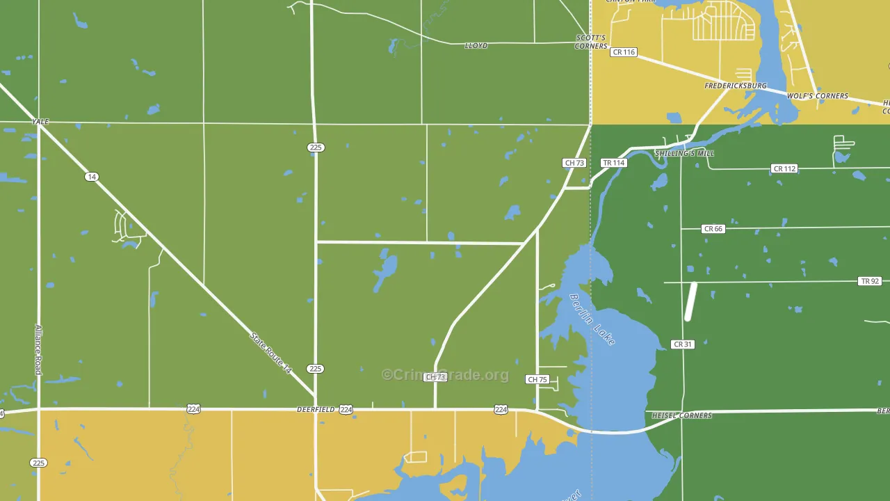 Yale, OH Map of Burglary Rates