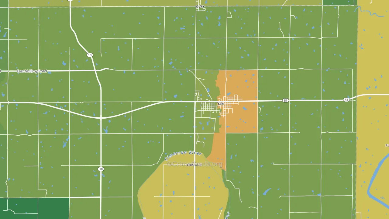 Yale, OK Map of Burglary Rates